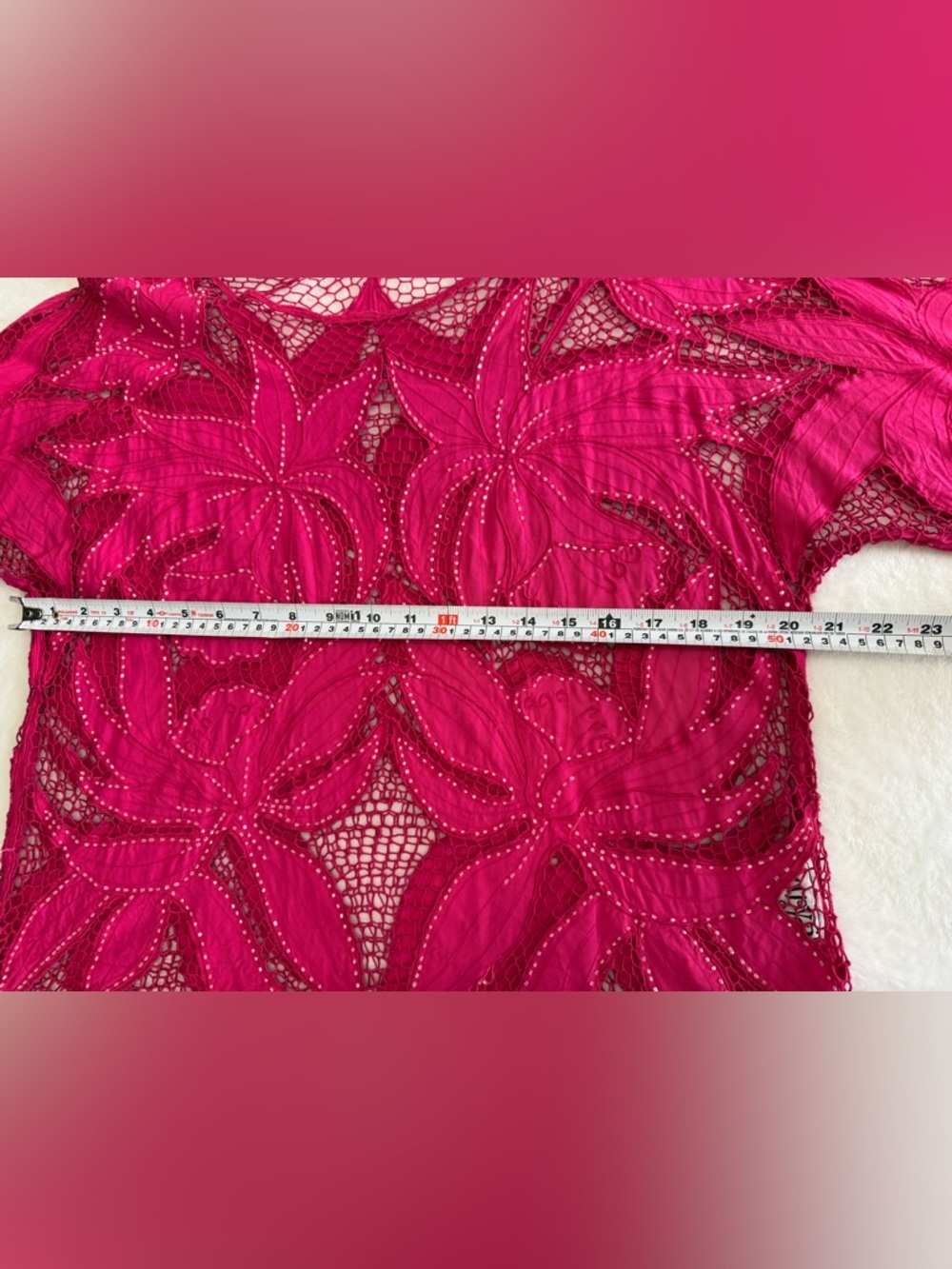 Surya Pink Beaded Sheer Floral Lace Top Boho Y2K Blouse Size L - Picture 8 of 12